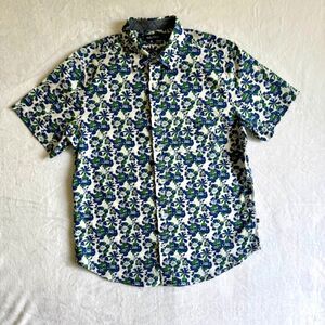 NAUTICA Mens SZ M SS Lightweight Tropical Floral Button Up Shirt Beach Hawaiian